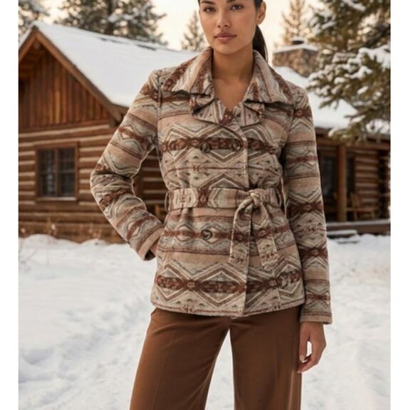 Daughters of the Liberation Jackets & Blazers - Daughters of the Liberation Women's Tan iKat Poetry Coat Jacket Size S (C-1)
